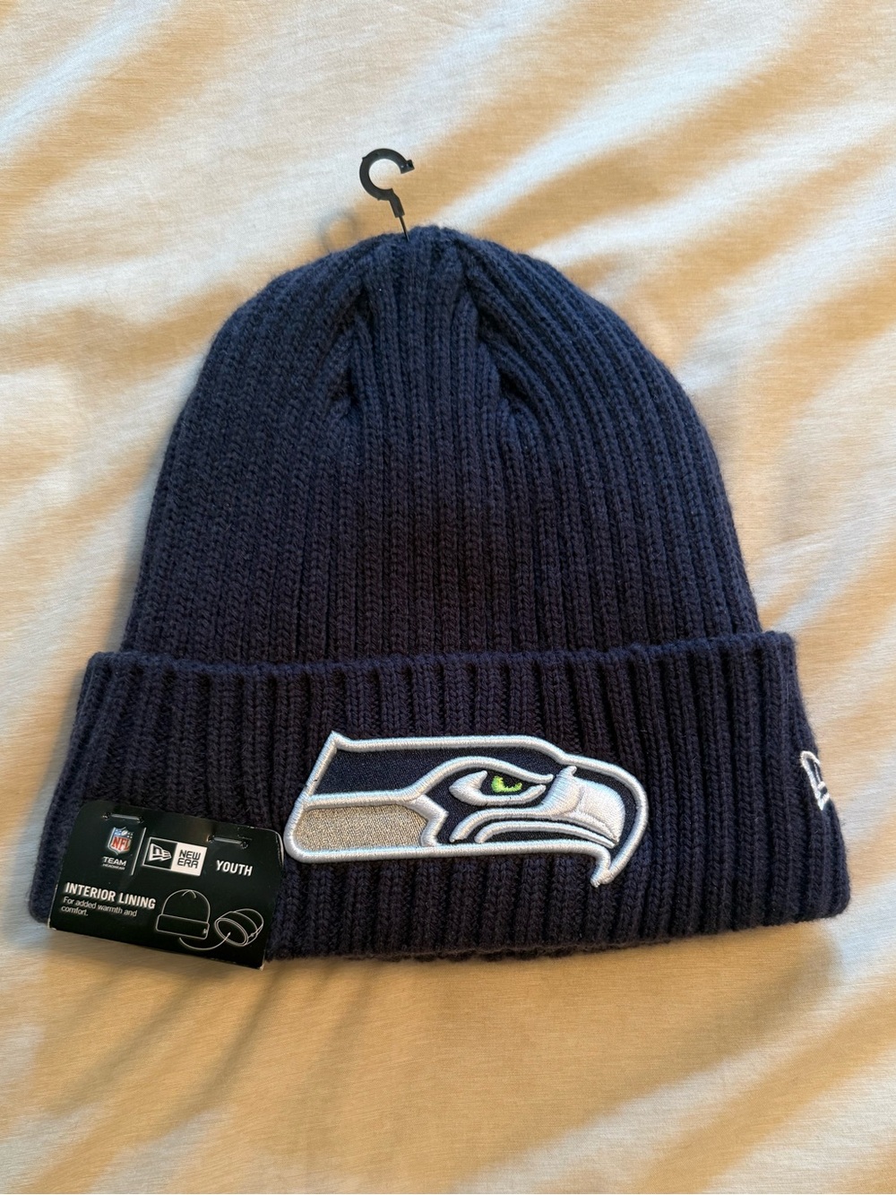 NFL Seattle Seahawks Navy Cuffed Beanie with Embroidered Logo